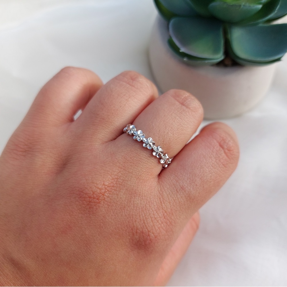 Hawaiian Flowers Ring Sterling Silver 925